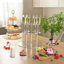1pc 4-Tier Acrylic Champagne Tower, Minimalist Round Acrylic Champagne Display Rack, Stemware Organizer, 3-Tier Floating Rim Wine Glass Holder, Suitable For Birthday, Party, Wedding, Celebration, 11.8x11.8x25.59 Inches - Transparent - View 4