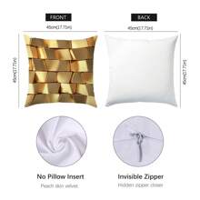 4pcs Simple Gold Geometric Cube Pattern Throw Pillow Covers, Soft Peach Skin Velvet Single Side Printed, 45*45CM Cushion Covers Suitable For Room Decoration, Indoor Sofa Living Room Decor, Party Decoration, Decorative Pillow Gift