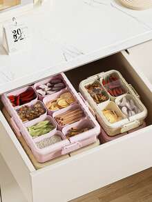 1 件创意香料收纳盒带盖，厨房隔间调味盒，适用于冰箱，密封防止异味混合