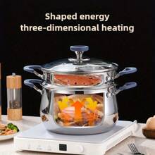 Heavy Duty SUS304 Stainless Steel 3-Tier Steamer Pot, Cooking Pot, Stockpot, Large Capacity, Multi-Function Cookware For Home Kitchen