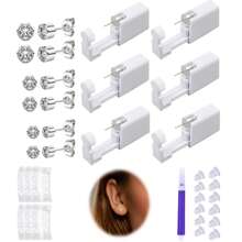 Ear Piercing Kit Disposable Ear Piercing Gun Kit With Sterile Multi-Sized CZ Earring Studs Easy And Earring Self Piercing Kit For Your Own Use At Home
