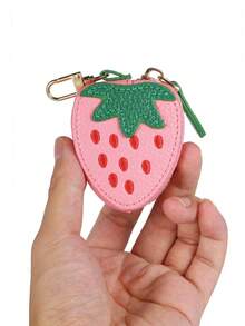 Monedero de fresa con llavero, dije de fruta 2025 Nueva bolsa de dinero compatible con Airtag para mujer, billetera mini, monedero, monedero de monedas, accesorios de coche, dije de bolso, ideas de regalo de Navidad, accesorios de bolso, cordones con soporte para identificación, accesorios de coche, dijes de bolso, accesorios de coche, accesorios de maestro, amigo, hermana