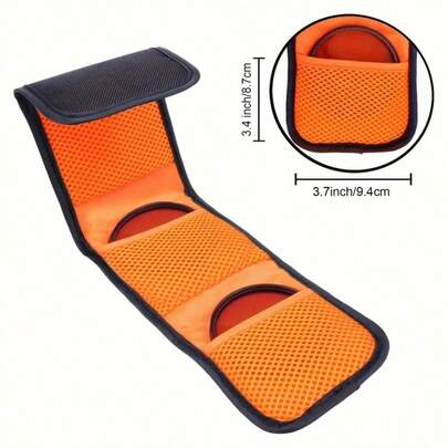 3-Pocket Camera Lens Filter Case - Fits 25mm To 77mm Filters, Polyester, Ideal For Photography Enthusiasts, Carry Case Bag Pouch