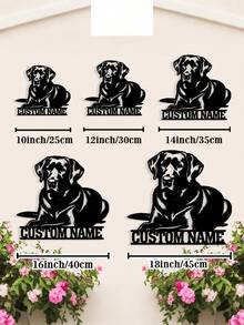 1pc Customized Metal Labrador Dog Tag - Personalized Gift For Dog Lovers, Wall-Mountable Housewarming Gift, Engraved With Custom Name, Indoor/Outdoor Pet Owner Decorative Art,Home Decor Living Room ,2026-Collection - Black - View 8