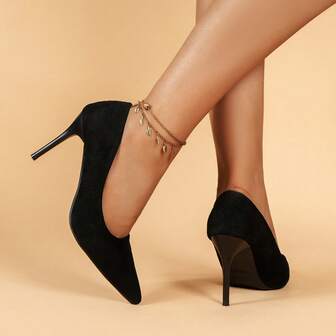 Elegant Plain All-Match Versatile Pumps, Women 2025 Spring/Summer New Sexy High Heel Pointed Toe Suede Bridesmaid Shoes