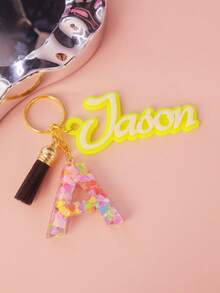 1 PC Custom Name Handmade Colorful Resin Keychain, Personalised Heart Initial Resin Keychain, Letter Keychain, Gift Idea, Kids Backpack Charm