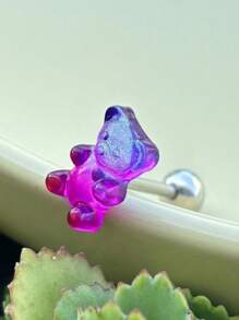 1 Stück Zunge Piercing Schmuck aus medizinischem hypoallergenen Titan-Stahl mit süßem Harz Rose, Pilz, Blumen und Schmetterling Design