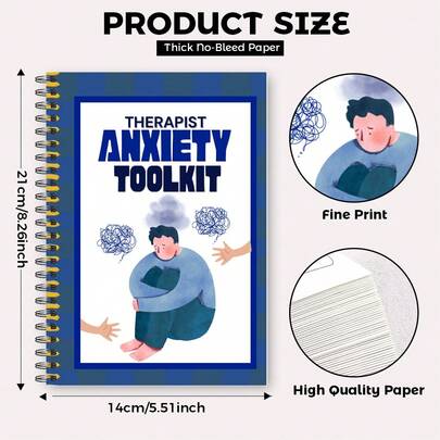 1PC Therapist-Branded Anxiety-Toolkit Hardcover Notebook,Clean Minimalist Design + CBT‑Based Anxiety Worksheets, Self‑Care Journal & Counseling Tools,Perfect For Therapist Office & Client Coaching / Anxiety Management Notebook Bundle