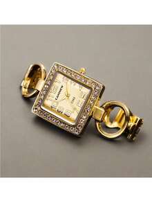 1 件女士奢华手链表，优雅石英表，复古独特手链