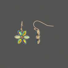 1928 Jewelry Drop & Dangle Earrings (1 Pair) - 1928 Jewelry Blue Iridescent  Glass Flower Drop Earrings - View 2