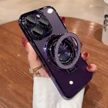 Magnetic 1pc Plating Flash Ring Holder Phone Case For Compatible With IPhone 16 16 Pro Max 16 Plus 16Pro 15 15 Plus 15Pro 15Pro Max 14 13 12 11