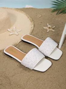 1 Par de Sandalias planas elegantes y versátiles para mujer de talla grande, livianas y de fácil deslizamiento, antideslizantes y duraderas, adecuadas para uso interior, exterior, caminatas, vacaciones, playa, de un hermoso color blanco, sandalias planas de verano elegantes y con estilo