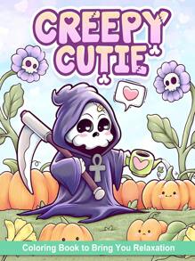 40pages CREEPY CUTIE,Coco Adult And Adolescent Spiral Binding Colouring Book, Bold And Simple, Simple And Large Design, Suitable For Relaxation, With Cute And Comfortable Patterns And Girl's Life Scenes (Bold And Simple Coloring) Very Suitable For Friends, Family And Colleagues, Relax Body And Mind, Relieve Stress, And Give A Beautiful Calendar As A Gift,Back To School,School Supplies