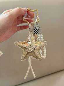 Blogger With The Same Personalized Car Keychain DIY Creative Keychain, Key Pendant, Heart&Stars Pendant, Alcove Bag Pendant, Couple Handwoven Lachard Bag Ornament Fashion Rope Keychain Bag Pendant Hand-Woven Lanyard