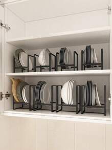 A Black And White Simple And Fresh Kitchen Plate, Dining Plate, Tableware, Dish, Dish Drain Storage Rack, Household Sorting Plate, Dish Tableware, Bowl, Plate, Cabinet Built-In Rack, Kitchen Plate Drain Rack, Dish Rack, Dish Storage Rack, Household 1PC