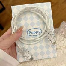 可爱猫咪鱼/花卉图案 18/20W 保护套，兼容苹果 15W 充电线，也适用于 14/15/16 充电器，防弯折，精美礼品 - 無色 - 查看 2