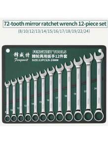 Juego de llaves de carraca de 72 dientes, métrico de 8-19 mm, juego de llaves combinadas estándar de carraca, para reparación de automóviles y electrodomésticos, acero cromo vanadio, estuche portátil, múltiples tamaños disponibles: 6 piezas, 8 piezas, 10 piezas, 12 piezas, 14 piezas, 15 piezas