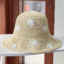 1pc Handmade Crochet Women Sun Hat, Foldable Casual Beach Visor, Fashionable Colorful Hollow Out Breathable Sunhat For Holiday, UV Protection - A - View 15