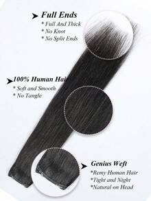 real me. Genius Weft Hair Extensions Human Hair Sew In Hair Extensions Remy Natural Black Hand Tied Weft Hair Extensions Straight Hair For Women 50g - SNatural - View 6