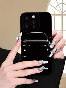 1 pièce Étui de protection intégrale compatible avec 16/15/14/13/12/11/Pro/ProMax/X/XR/XS/XSMAX/7/8/PLUS et modèles. Motif 2D imprimé de voiture noire cool et , de style sophistiqué et créatif haut de gamme. Convient pour offrir à des aînés, amis, famille, couples, pour un anniversaire, les fêtes. Étui doux mat noir, résistant à l'eau, aux chocs et aux rayures. - Noir - Voir 3