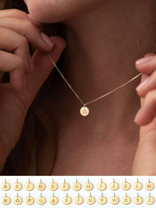 S925 Sterling Silver Minimalism Initial Necklaces 14k Gold Plated Dainty Tiny Initial Pendant Cute Letter Name Necklaces For Women Simple Gold Jewelry