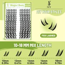 Eyelash Curler Set 10-18mm Manga Fox Eye C Curl   Wet Anime Eyelash Individual False Eyelash Kit Ultra Thin Invisible With Eyelash Bond & Seal Eyelash Remover Eyelash Tweezers - 黑色 - 查看 3