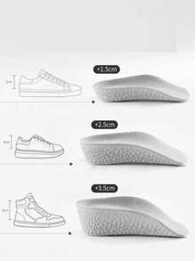 3 Pairs Of Height Increasing Insoles, Comfortable And Soft With Hidden Design To Instantly Elongate Leg Lines, Suitable For Sports And Fashion, Combination Pack Of 1.5cm-2.5cm-3.5cm