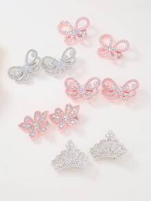 10 piezas de Pasadores de metal con mariposas de brillo, Elegantes pasadores de pelo para niñas, Accesorios de pelo versátiles para uso diario - Multicolor - Ver 3