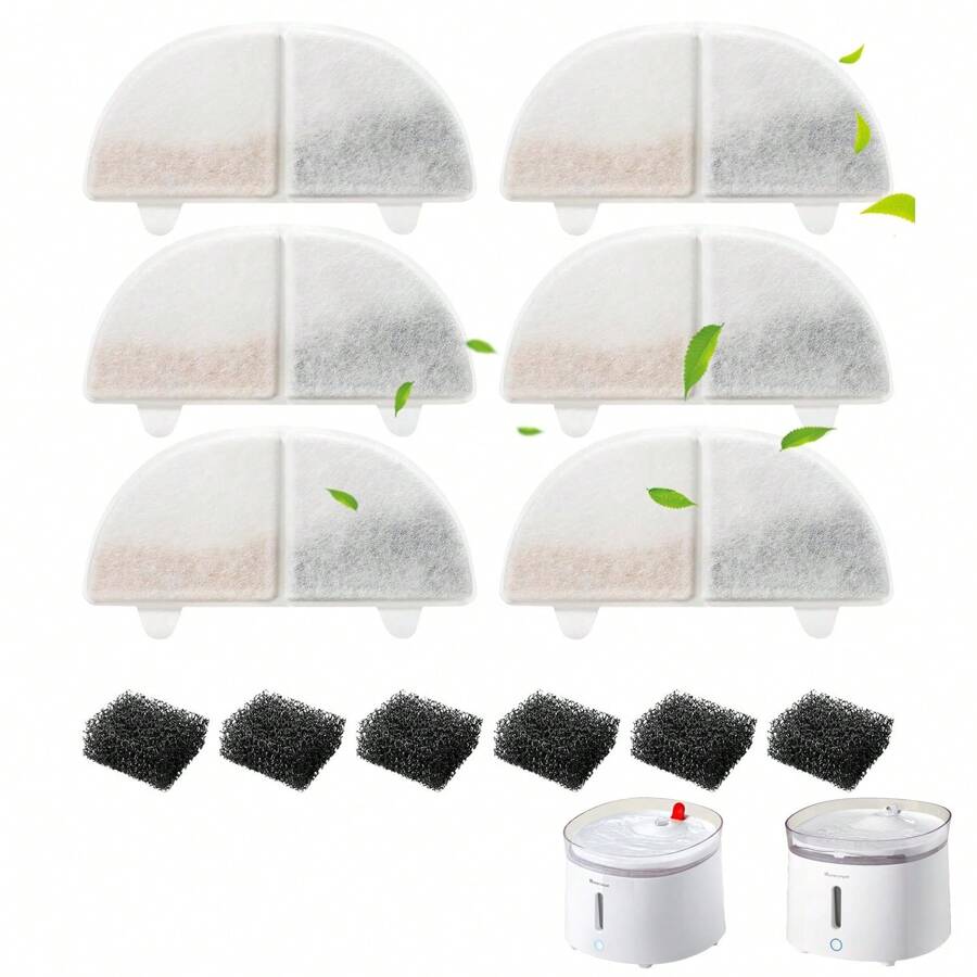 Paquetes de 4/8/12/24 filtros de fuente de agua para mascotas, filtros de repuesto para fuentes de agua para mascotas, filtros de carbón activado y esponja de espuma para fuente de agua para gatos y perros