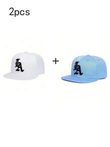 1pc Unisex Street Style Embroidered Flat-Brim Baseball Cap, 100% Polyester, Handwash, Non-Stretch, Lightweight - Adjustable Flat-Brim