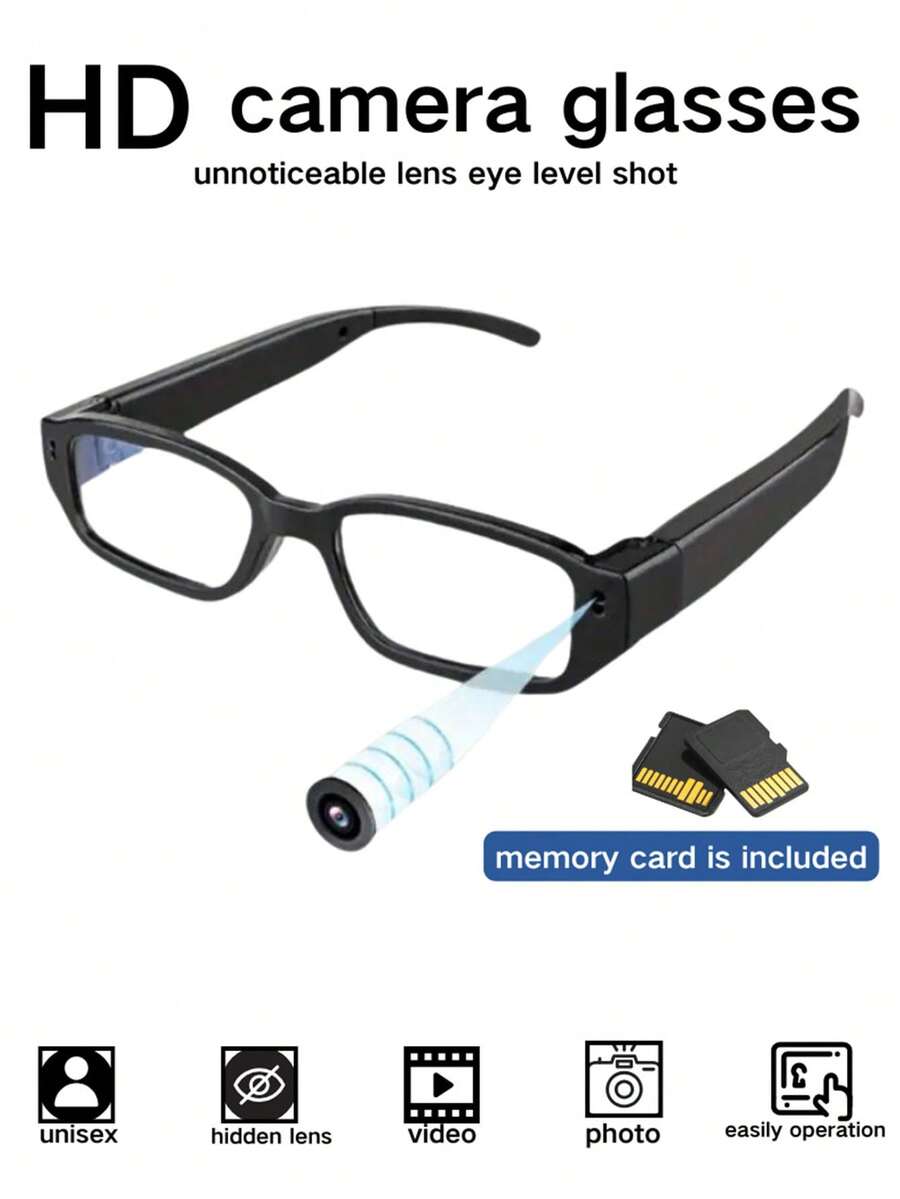 Yakison 1080P HD Video Glasses, Camera Glasses, Smart Glasses, HD Computer Network Camera, Long Battery Life, Suitable For Cycling, Driving Sports Cars, Hiking, Fishing, Coastal Beaches, Tourism, Equipped With Storage Card, Versatile Black,Includes 128GB Memory Card - Nhiều màu - Xem 1