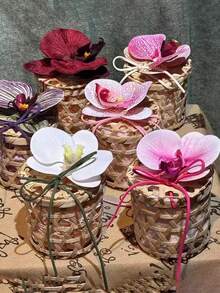 3 件逼真的蝴蝶兰人造花 - 优质 DIY 兰花配饰，适用于帽子/鞋子/服装装饰、新娘手工艺、时装设计师和妈妈（婚礼季/母亲节/春季工艺套件） - 彩色 - 查看 9