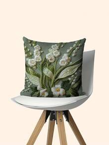 1 件复古风格雪花花卉枕套，18x18 英寸，仅可手洗，编织涤纶，装饰靠垫套，适用于客厅和卧室 - ABEF1227 - 彩色 - 查看 6