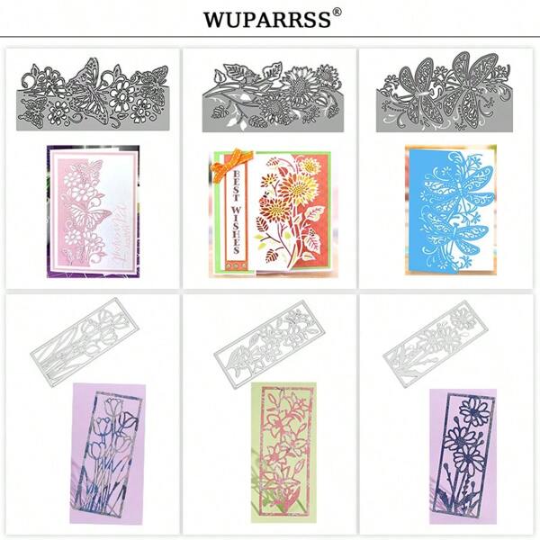WUPARRSS Handmade DIY Metal Cutting Mold, Carbon Steel Three-Dimensional Hollow Embossing Die-Cutting Tool+Dreamy Wing Decoration Template | Wedding Invitation/Mori Style Manual Account/Birthday Party Decoration/INS Style Greeting Card Making Holiday Gift Decoration Creative Tool Set
