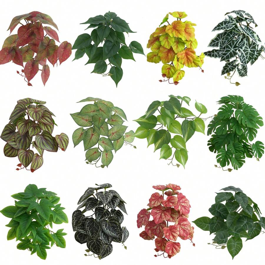 1 件仿真植物龟背竹，带茎假叶，假植物，客厅酒店窗户办公室装饰，家居装饰，房间装饰，耐用塑料水生装饰，适用于鱼缸和爬虫缸 - 逼真的水生植物效果 - 23葉 - 查看 1