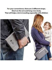 Travel Passport Holder, Unisex, Secure Document With RFID Blocking, High-Grade Family Travel Wallet With Neck Strap, Compartments For Cash, Tickets, Bank Cards, Hand CarryFor Flight Passport Cover Passport Case Passport Wallet Family Passport Holder - Grey - View 3