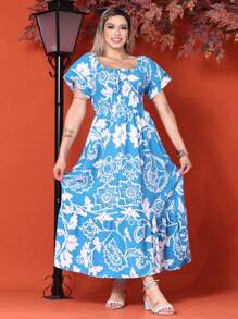 VESTIDO LONGO FEMININO MIDI MANGA BUFANTE BABADO CIGANINHA OMBRO A OMBRO TRES MARIAS FLORAL