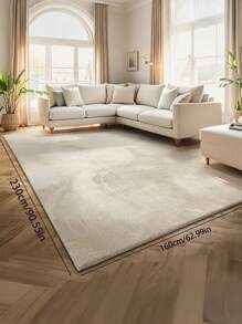 1 pieza Alfombra de felpa de alta calidad color crema, diseño moderno lavable, apta para sala de estar y dormitorio, decoración del hogar para el Día de la Madre, el Día del Trabajo, Pascua, cómoda bajo los pies, 850g/㎡, opciones de varios tamaños, nuevo lanzamiento de primavera
