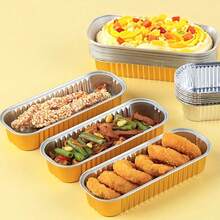 10/30/50pcs Gold Aluminum Foil Food Packaging Boxes, BBQ Pans, Durian Boxes, Cheese Boxes, Baking Foil Bowls, Food Boxes, Food Box Kitchen, Food Boxes Fries, Food Containers, Cake Box, Cupcake Boxes, Candy Boxes, Takeaway Food Storage Containers, Sandwich Trays With Lids, Popcorn Boxes ﻿ - Gold - View 9