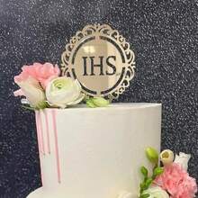 1pc/3pcs/5pcs Gold IHS Baptism First Communion Cake Topper For Communion Party Supplies Cake Decorations - Gold - View 5