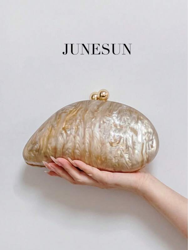 New Arrival Cross-Border Ladies' Solid Color Rhinoceros-Shaped Acrylic Evening Bag, Fashionable Pearly Abnormal Molded Clutch Bag, Wedding Banquet Party Fashion Handbag, Shoulder And Crossbody Dress Purse With Chain