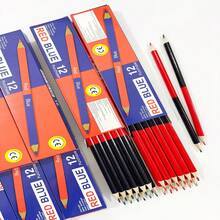 12pcs Red & Blue Colored Double-Ended Drawing Pencils, Wooden Stationery For Learning Back To School