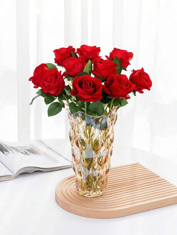 1PC/5pcs/10 PCS/12PCS Valentine's Day Wedding Decoration Rayon Flowers Realistic Rose Bouquet With Long Stems For Home Wedding Decoration Party