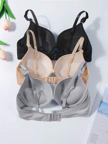 3Pcs/Set Girls Teen Girls Push Up Bra, Thin Padding Underwear, Comfortable And Breathable For Girls In The Developmental Period, Suitable For 13-15 Years