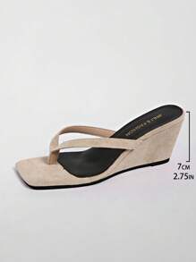 Sandales compensées pour femmes, mules compensées de couleur unie, claquettes de mode minimalistes pour femmes, tongs compensées