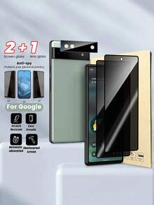 Compatible With Google Pixel 9Pro XL/Pixel 8/Pixel 8A/Pixel 8 Pro, 2-In-1 High Definition/Privacy Screen Protector + Camera Lens Protector Set, 9H Hardness Tempered Glass, High Definition Anti-Scratch, Privacy Protection, Sensitive Touch Gift For Birthday, Family, Friends Phone Screen Protector, Phone Accessories - Clear - View 2