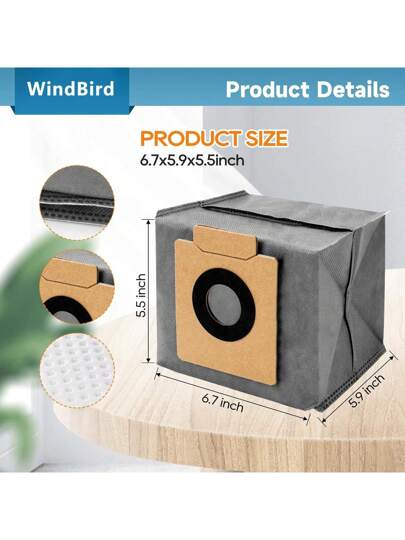 Eufy Replacement Dust Bags, Compatible X8 Pro X10 Omni Robot Vacuum, 3L Large Capacity, Layer Fabric Upgrade view 5