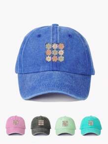 1pc Printed Sunflower & Butterfly Washed Adjustable Baseball Cap, Outdoor Sunscreen Casual Hat For Women, Spring Autumn Travel Beach Vacation, Y2K Style