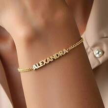 Personalized Jewelry Gift For Her - Gold Cuban Link Name Bracelet - Multicolor - View 14