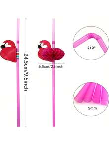 10-100pcs Honeycomb Flamingo Pineapple Decorative Paper Straws, Vibrant Flamingo-Shaped Plastic Straws For Hawaiian Beach Party Decorations, Colorful Tableware, And Fun Holiday Celebrations - Durable, Reusable, And Easy To Clean - Perfect For Outdoor Events And Themed Parties - Multicolor - View 7